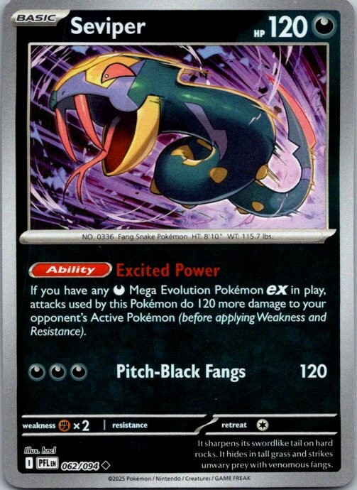 Seviper ME02: Phantasmal Flames 062/094 NM Reverse Holo