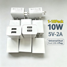 10w Dual Usb A Port Jack 5v 2a Power Adapter 5 Volt 2amp Ac To Dc Charger Us Lot