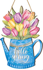 Spring Flower Door Sign Spring Door Decor Hello Spring Sign Welcome Sign for Fro