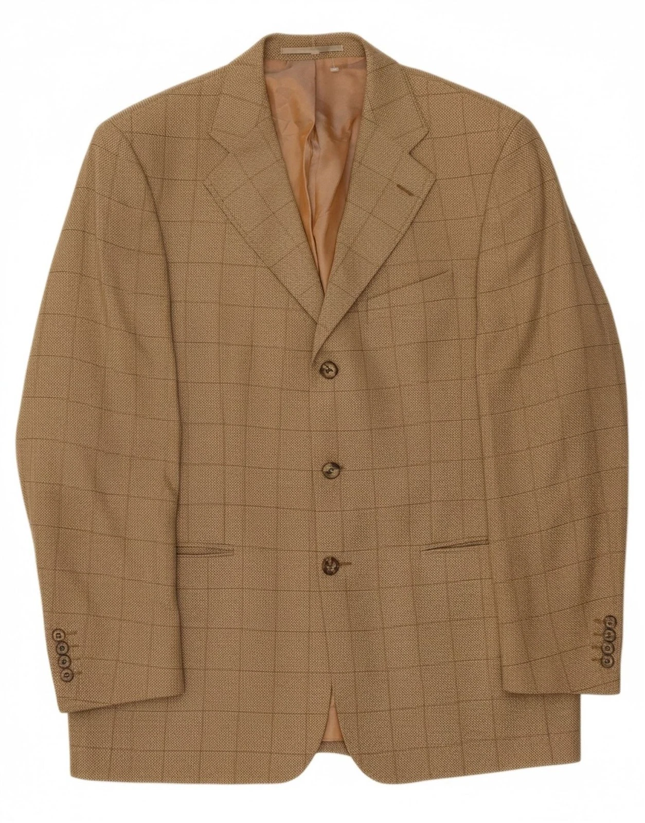 DOUGLAS Mens 3 Button Blazer Jacket UK 38 Medium Beige Check BM18