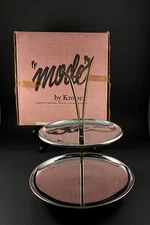 Vintage Kromex Mid Century Mod Stainless Two Tiered Serving Tray W/Box