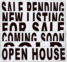 6 Pack Bundle Real Estate Rider Signs 6x24" - FOR SALE, OPEN HOUSE, SOLD, COMING