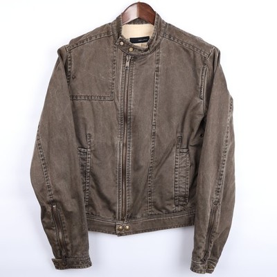 DSQUARED2 Mens Cotton Full Zip Distressed Garment Dyed Motorcycle Jacket vtg 00s