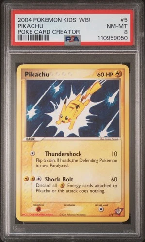 2004 POKEMON KIDS' WB! POKE CARD CREATOR #5 PIKACHU PSA 8