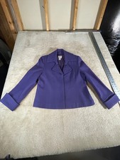 Coldwater Creek Womens Purple Wool Blazer Jacket Size 14P Petite Made In USA