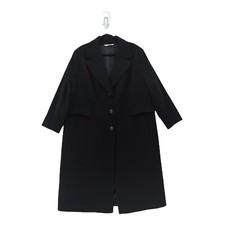 Fleurette Women 18w Plus Holland Longline Coat Black Wool Lined Loro Piana Flaw