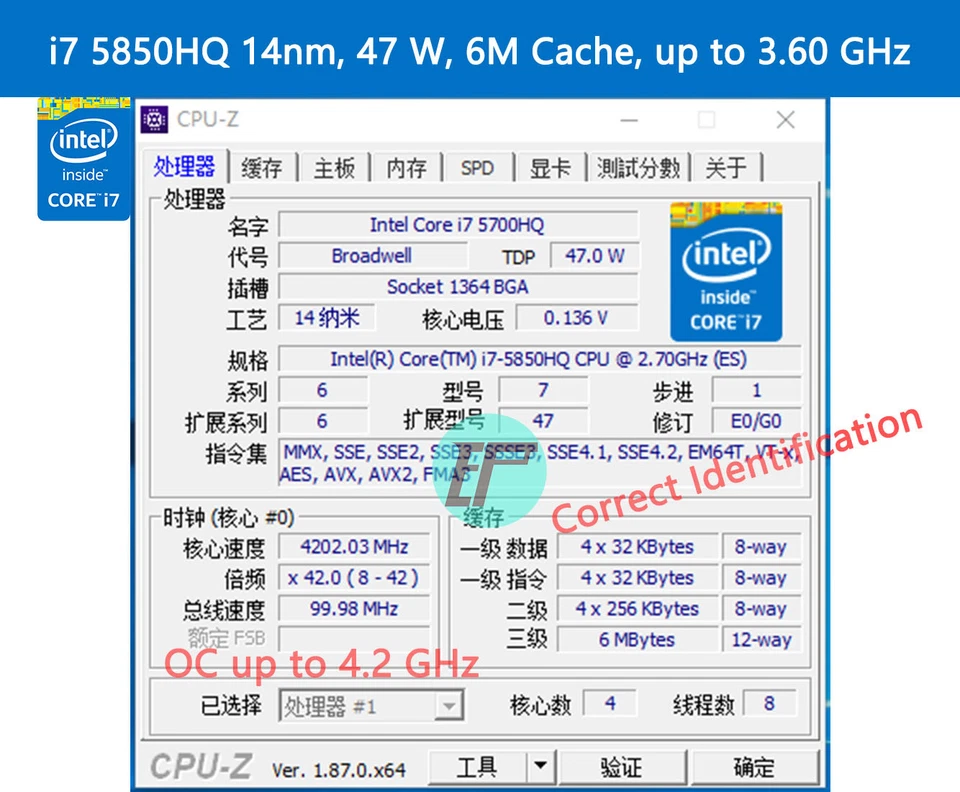 MAGIC REFORM Intel Mobile CPU i7 5850HQ, 47 W, 6M Cache, up to 3.60 GHz - Image 4 of 4