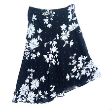 Y2K 2000s Asymmetrical Polka Dot Floral Layered Flare Low Rise Midi Skirt M 8
