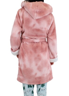 PJ Salvage Women's Hoodie Robe Live Life Cozy Plush Faux Fur RZCOR Dusty  Rose