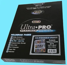 100 ULTRA PRO PLATINUM 15 POCKET Card Pages Tobacco T-206 Sheets Protectors 