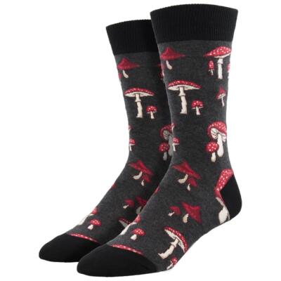 Socksmith Men's Crew Socks Pretty Fly For A Fungi Mushroom Novelty Footwear