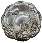 Vintage International Sterling Silver Rose Embossed 7" Bon Bon Bowl C1055