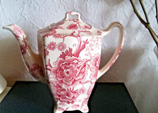 English Chippendale Johnson Bros~Antike-Teekanne Blumen-Rot- Patent 103232 (30)