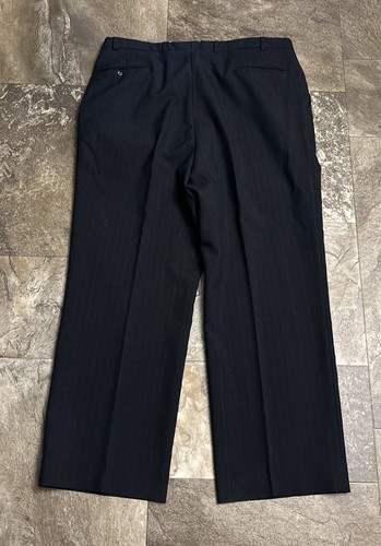 Traje de Hombre 48L Chaqueta y Pantalones Talla 39 x 30 Negro Rayas Usado en Excelente Condición Hecho en EE. UU. - Imagen 6 de 8