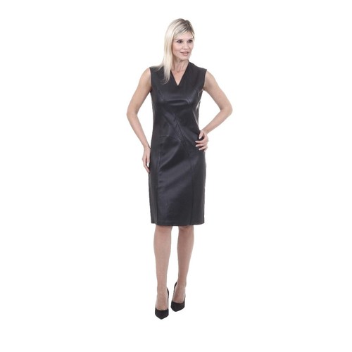 COS Women's Shift Dress Sleeveless Black Knee Length Leather Layer Low Back  SM | eBay