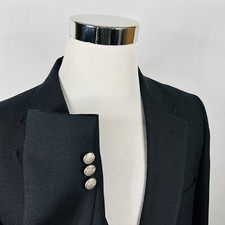 Stafford 44R Blazer 100 Wool Black Silver Two Button Vented