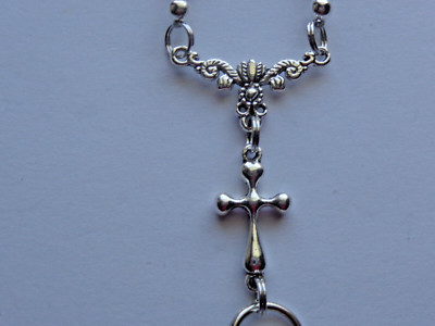 RELIGIOUS CROSS PENDANT BEADED LANYARD ID BADGE HOLDER NECKLACE LOBSTER CLASP
