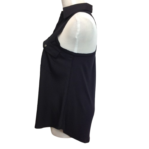 Rock & Republic Womens Collared Racerback Half Button Tank Top Black Size Small - Picture 2 of 3
