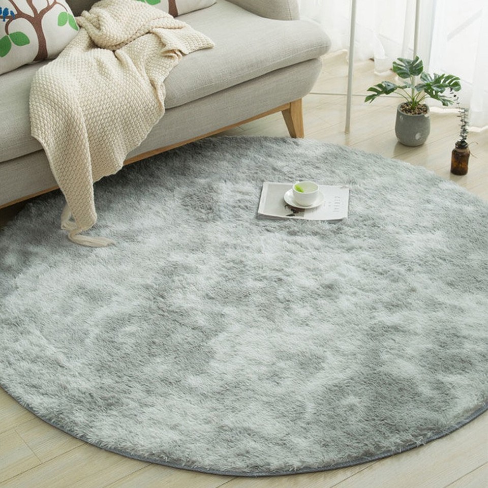 1X Circle Round Shaggy Rug Living Room Bedroom Carpet Floor Mat Anti