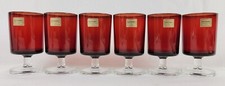 Atq Vtg Rare 1950's Set of 6 France Luminarc Red Wine Goblet Ruby Glass NICE!