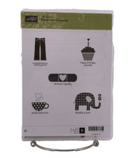 Stampin Up Patterened Occasions Set of 5 Cling Stamps Birthday Thanks Congrats