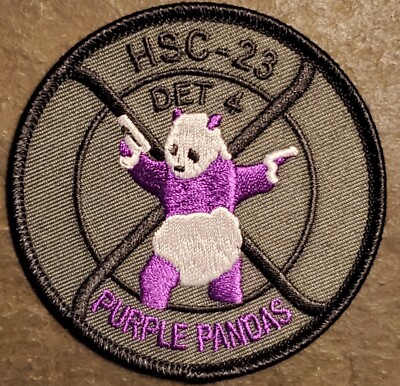 USN NAVY HSC-23 DET 4 ''PURPLE PANDAS'' Subdued OD Green PATCH - NAS, NORTH ISLAND
