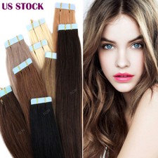 Seamless 20pcs/40pcs TAPE IN 100 Human Hair Extensions Real Remy Long Hair Weft
