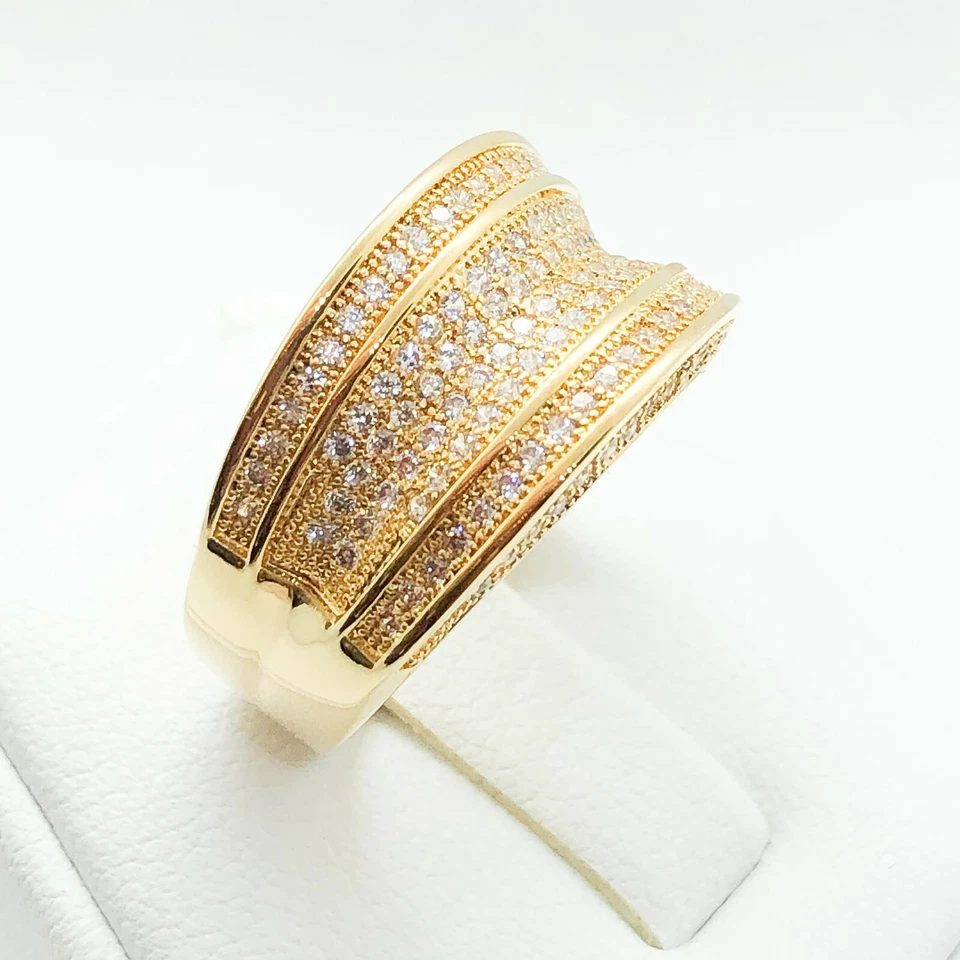 R6339 Women Fashion Jewelry Yellow Gold Plate Statement Engagement Eternity Ring - Image 3 of 4