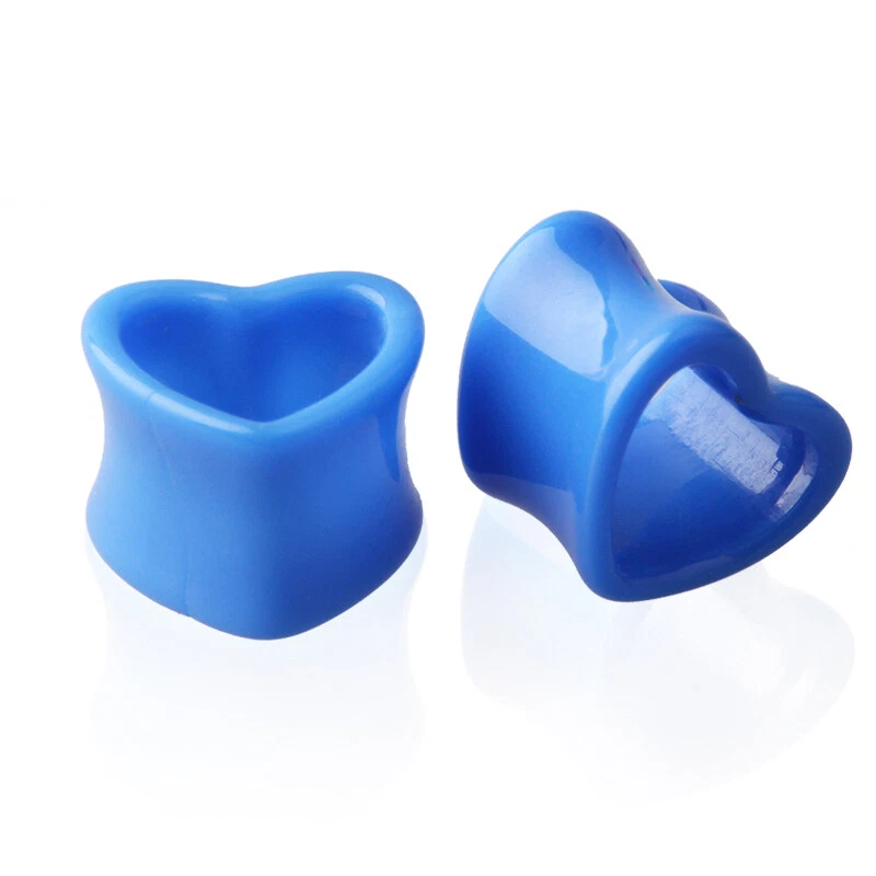 2 Pares Unisex Punk Acrílico Corazón Doble Acampanado Sillín Carne Túnel Oreja Tapón Calibre Foto 4 de 4