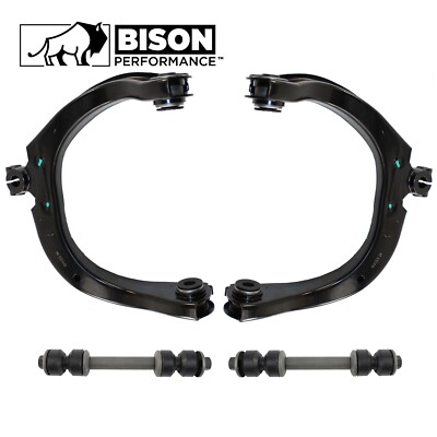 Bison Performance 4pc Front Upper Control Arm & Sway Bar Link Kit For Envoy 9-7x