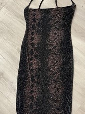 Nasty Girl Sparkly Midi Cowl Neck Dress Size 14