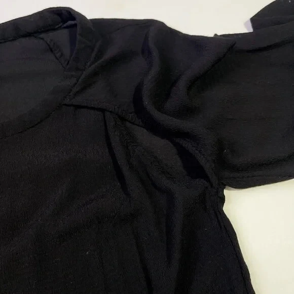 All Saints 衬衫女式 XS 黑色休闲宽松纽扣长袖圆领 — 第 4/4 张图片