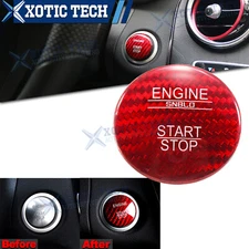 Red Real Carbon Fiber Keyless Engine Start Stop Push Button Cover For Mercedes