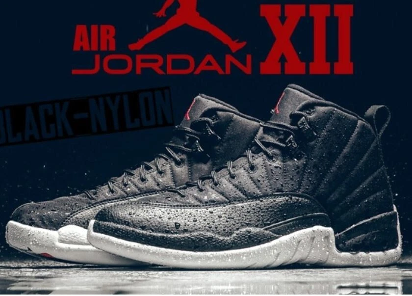 Jordan 12 top black nylon
