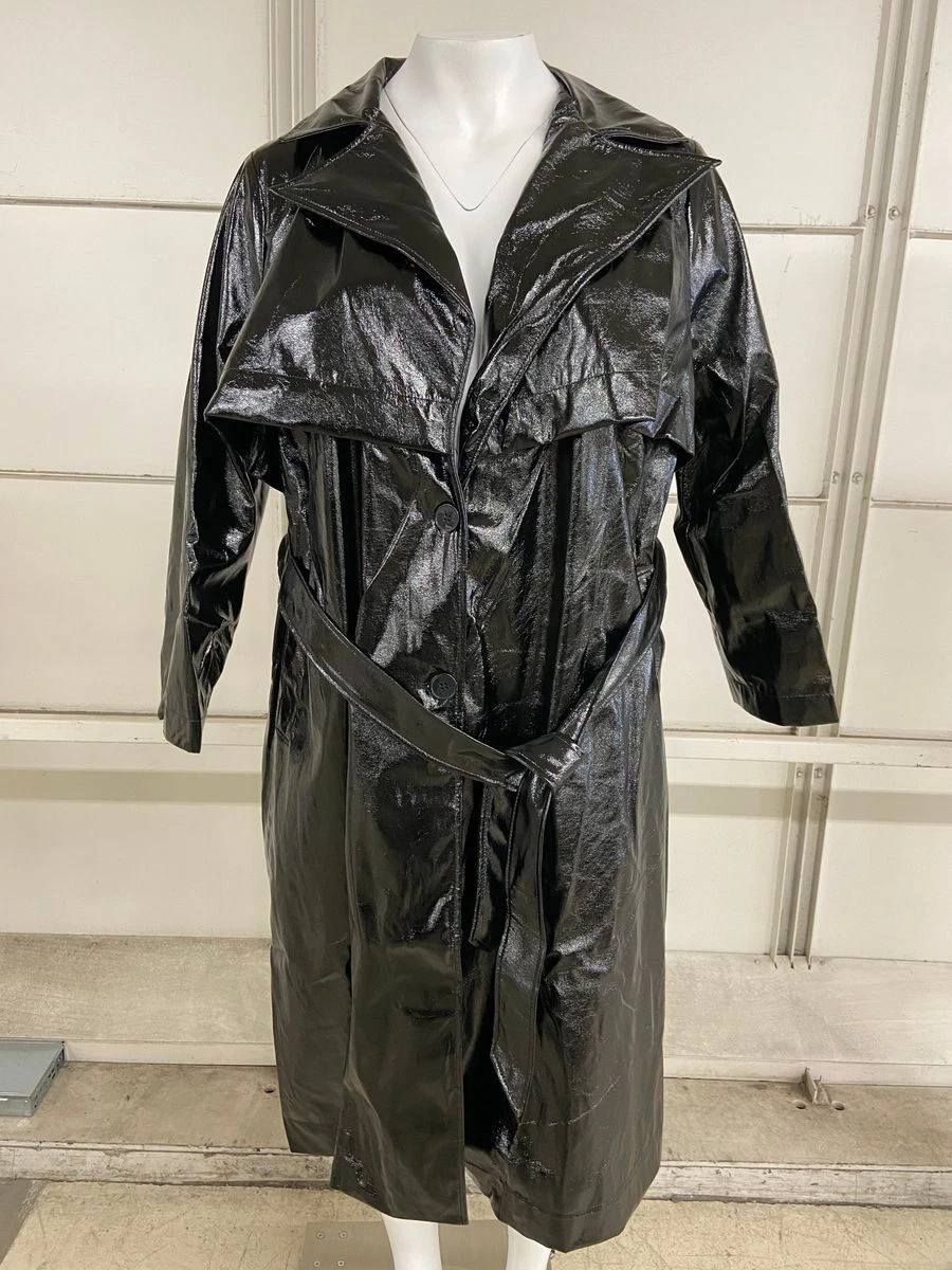 Plus size sale vinyl trench coat