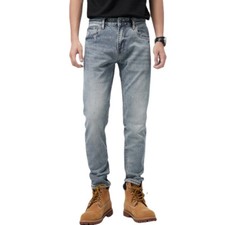 Men Tapered Leg Jeans Stretch Denim Pants Slim Casual Work Skinny Trousers