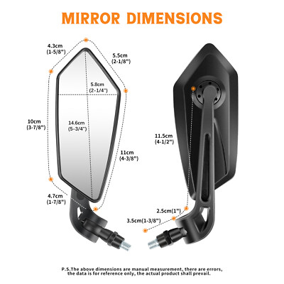 Motorcycle Rear Mirror 8/10mm For 2010 2011 2018 2019 Honda Fury