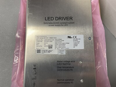 Dimmable LED Driver by Schiederwerk AC/DC Power Supply 2A CC-650V 12D