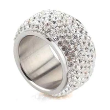 Eternity Ring Women's 8 Stainless Steel 7-Row Round Crystals