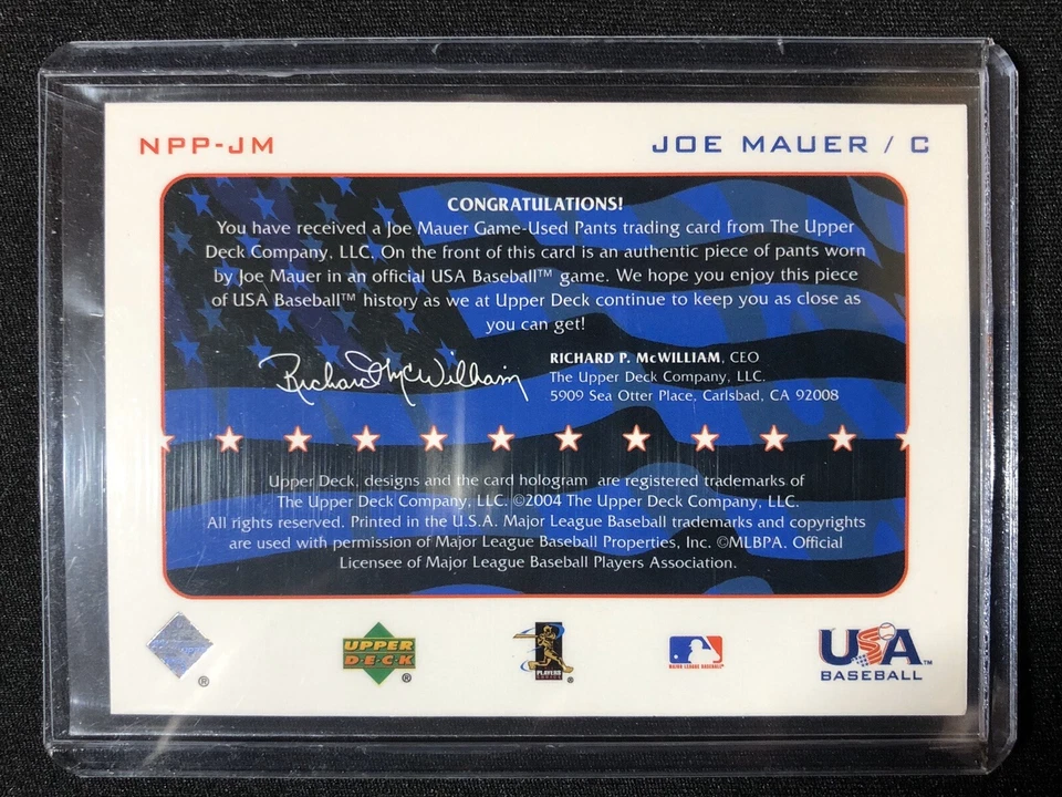 2004 Upper Deck National Pride Memorabilia 2 #JMP Joe Mauer Pants - Image 2 of 2