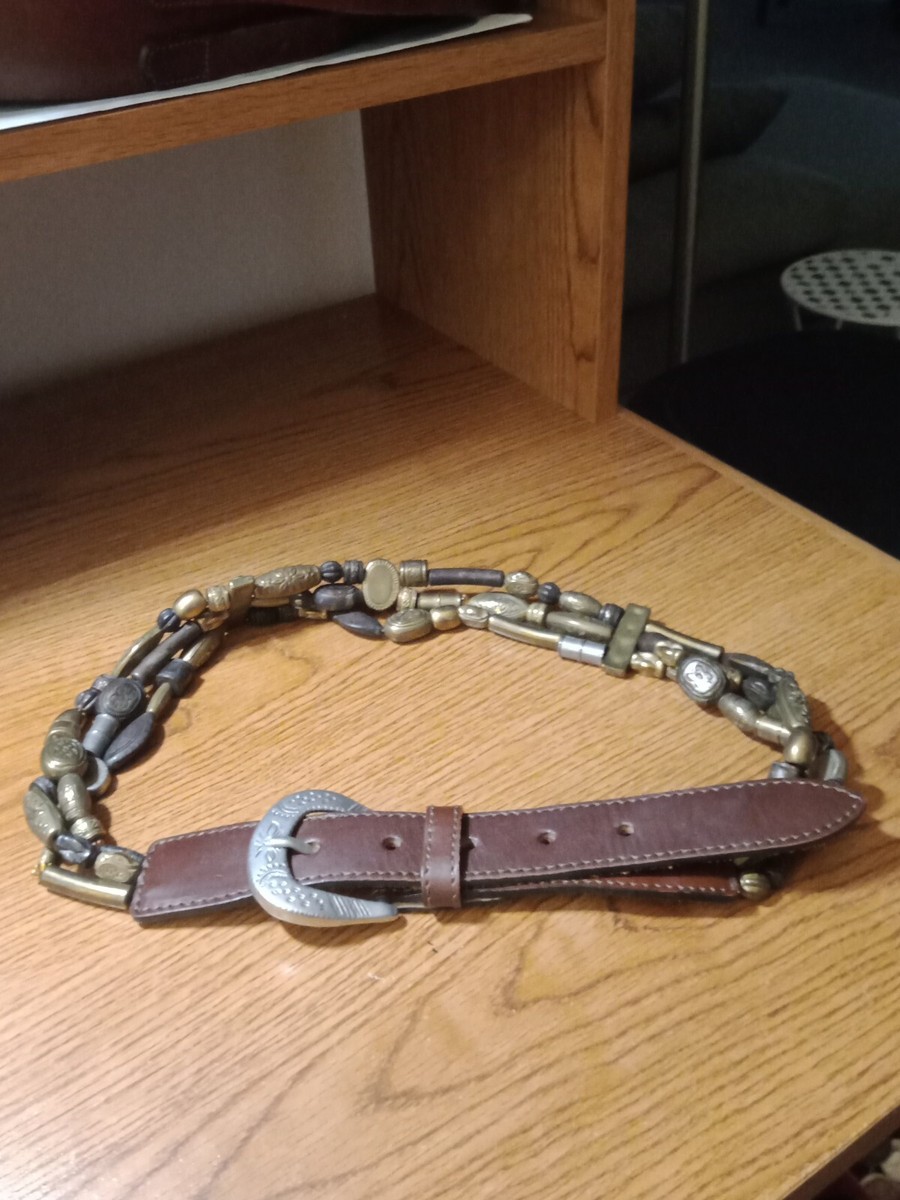 The Limited Vintage Leather Beaded Belt Women display picture 1