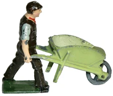 VINTAGE PREWAR JOHILLCO JOHN HILL CO LEAD 2" MILLER WITH WHEEL BARROW FIGURE