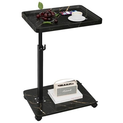 Adjustable Height Swivel End Table for Small Spaces TV Tray Table with 360