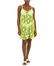 Miken Swimwear Cover-Up Limeade Lace Mini Dress, L