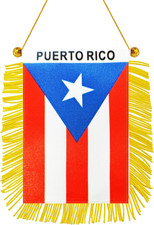 1 Pack Puerto Rico Window Hanging Flag, Puerto Rican Suction Cup Small Mini Bann