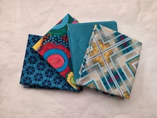 4 Fat Quarters, Blue - Var. Designers FQ 18 x 22 Cotton Quilting Fabric Ver 5