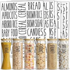 Kitchen Adhesive Labels - Waterproof Varies Black Text on Clear Background