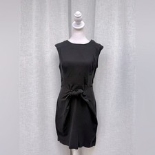 Mouilinette Sours for Anthropologie black sleeveless silk front tie mini dress