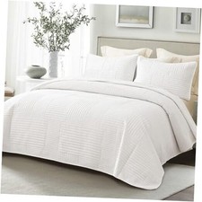 Ultra Soft Twin Quilt Bedding Set, Lightweight Microfiber Twin 68"x88" White