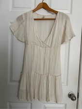 Raga Golden Rules Cream Metallic Dress S Vacation Resort Honeymoon Summer